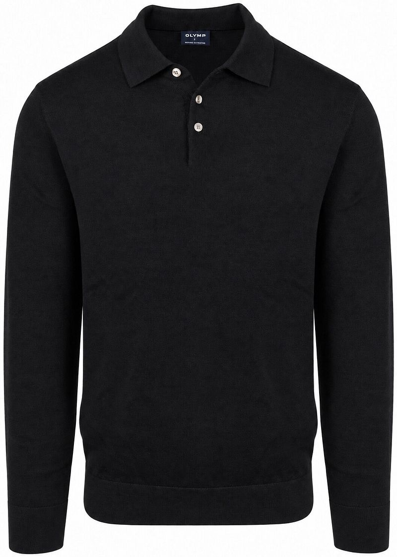 Olymp Longsleeve Poloshirt Wol Zwart