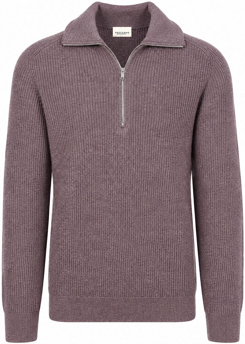 Profuomo Half Zip Pullover Wool Light Aubergine - Größe L