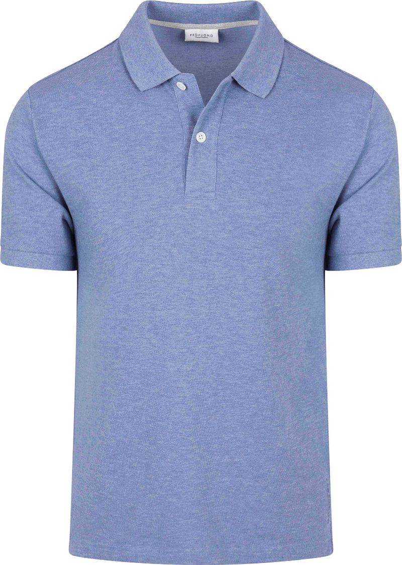 Profuomo Piqué Poloshirt Melange Blau - Größe S günstig online kaufen
