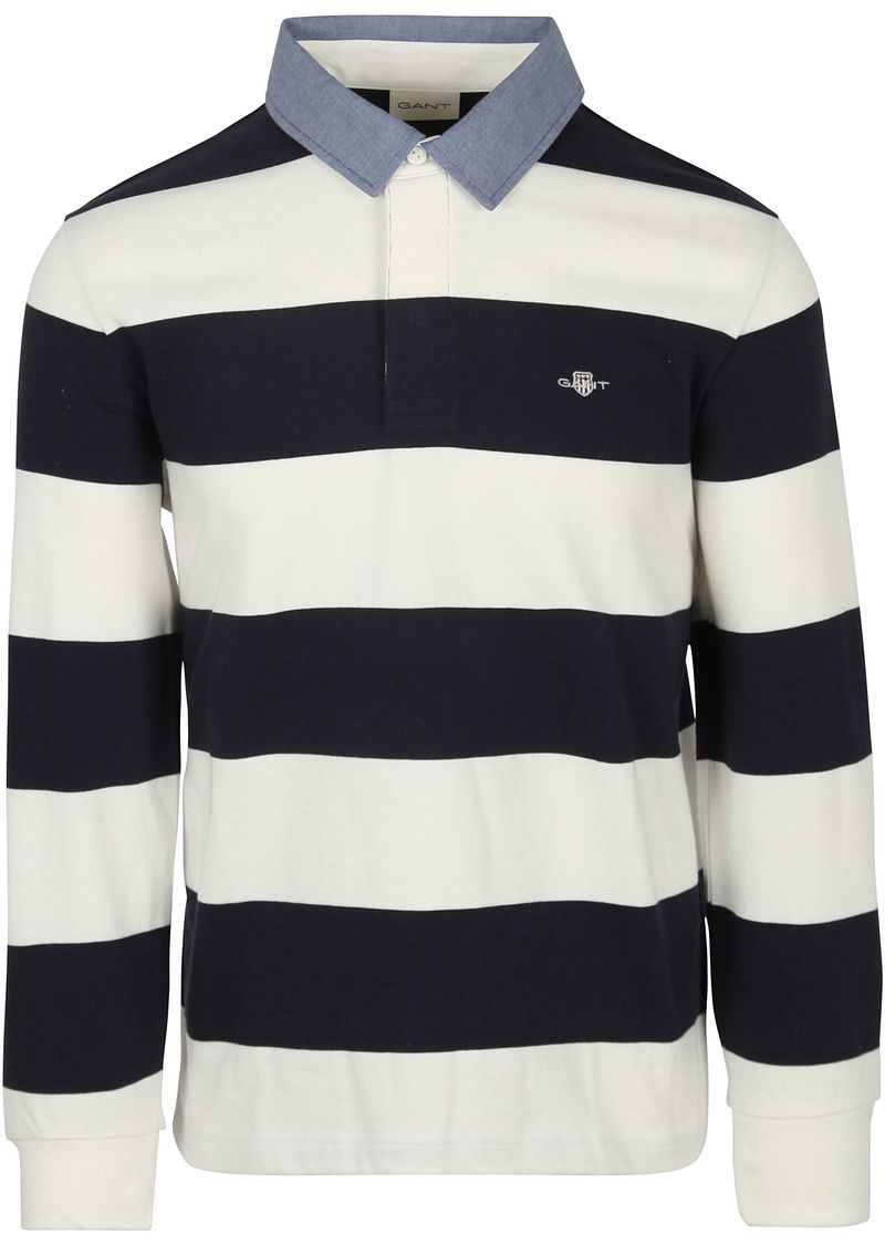 Gant Heavy Rugger Shield Poloshirt Streifen Navy Weiß - Größe L günstig online kaufen