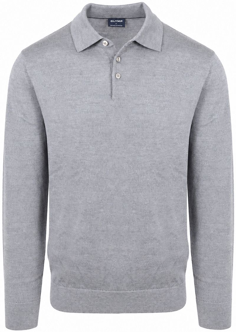 Olymp Longsleeve Poloshirt Wol Grijs