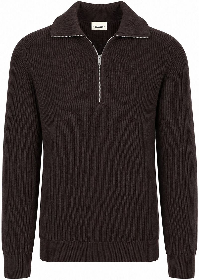 Profuomo Half Zip Pullover Wool Braun - Größe L
