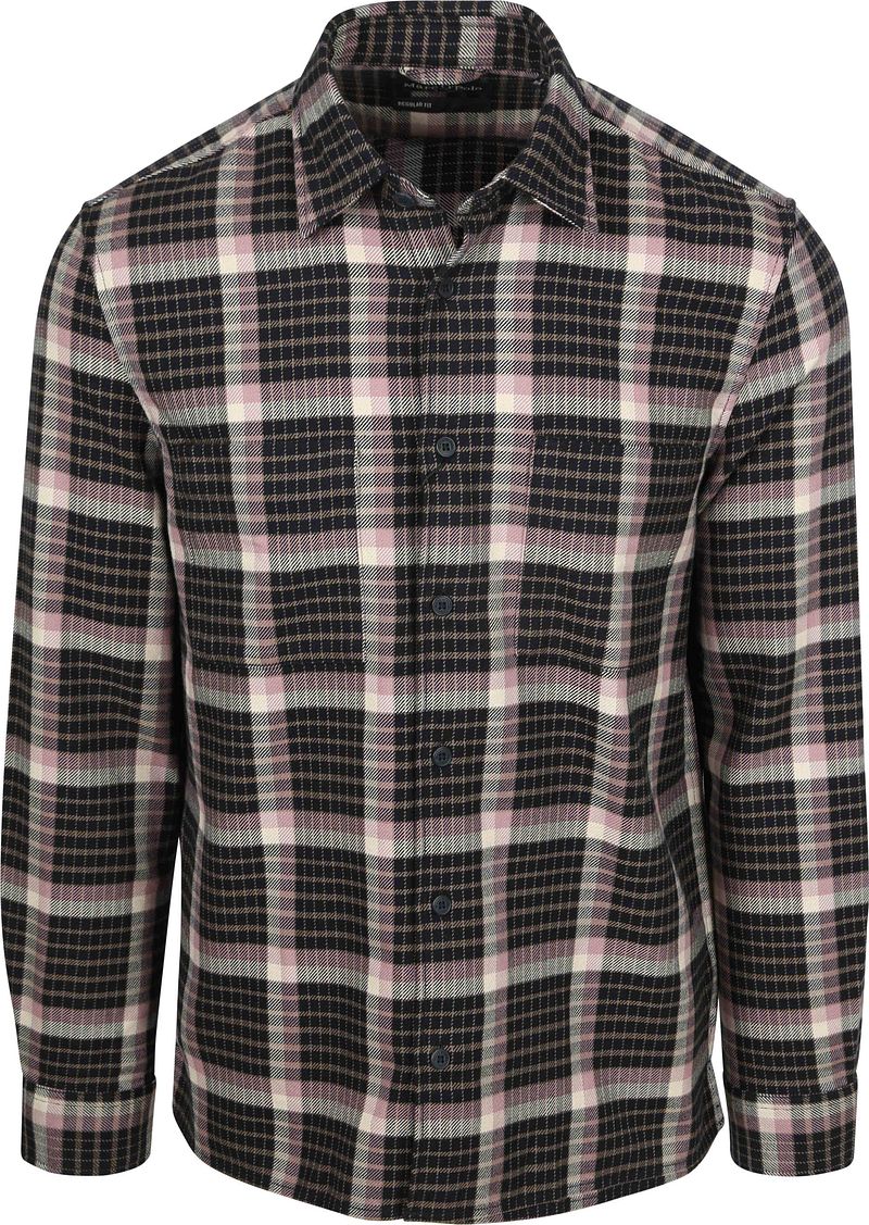 Marc O'Polo Hemd Kariert Navy Mauve - Größe M günstig online kaufen