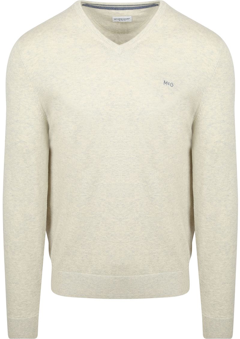McGregor Pullover Merinowolle V-Ausschnitt Off White - Größe S günstig online kaufen