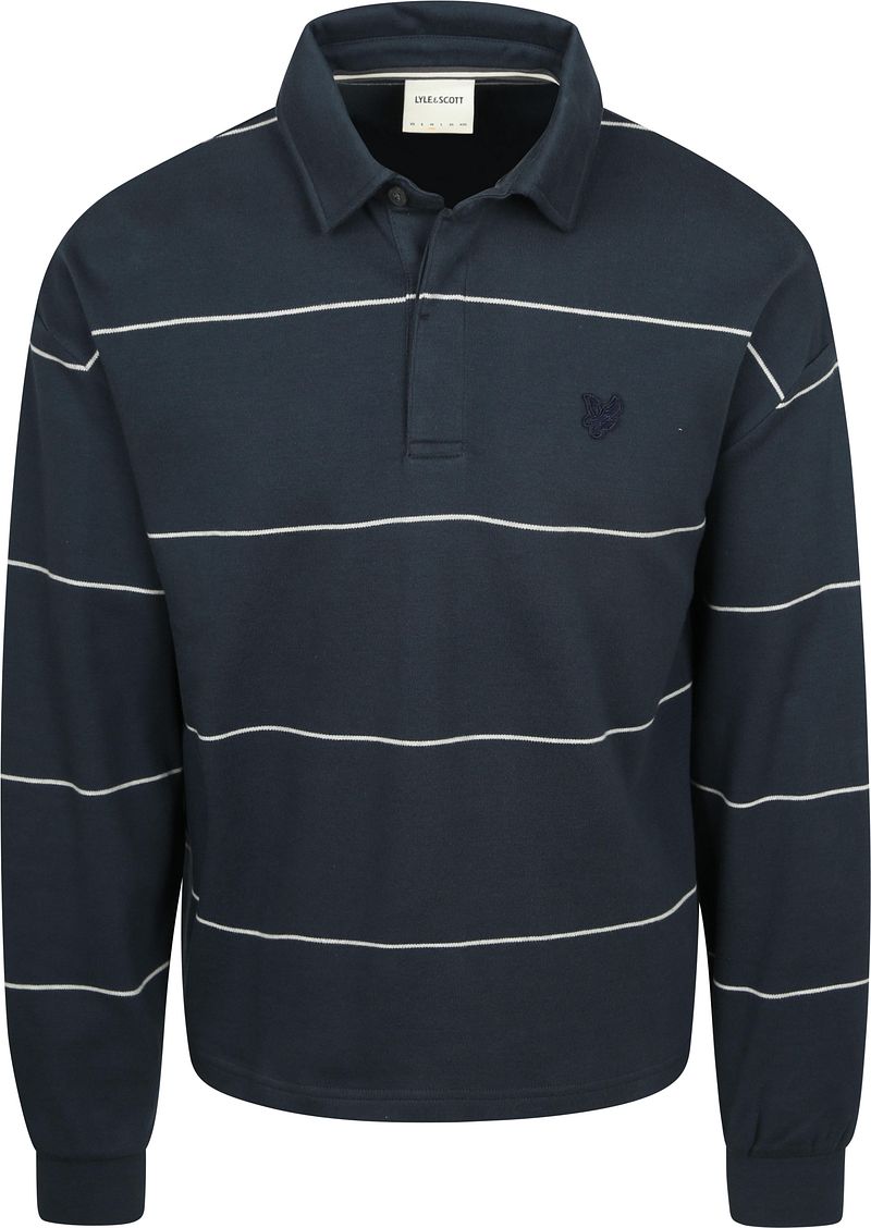 Lyle and Scott Rugby Poloshirt Streifen Marine - Größe XL