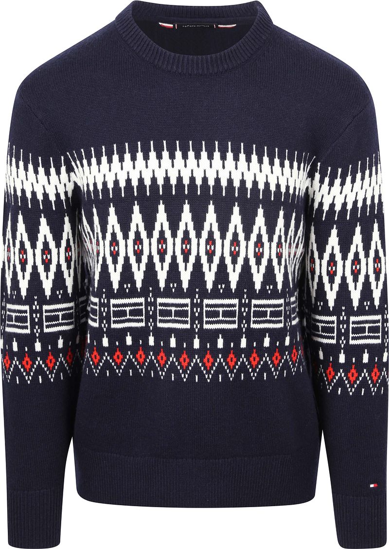 Tommy Hilfiger Fairisle Pullover Druck Navy - Größe M günstig online kaufen