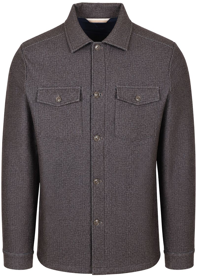 R2 Overshirt Button Herringbone Brown - Größe XXL