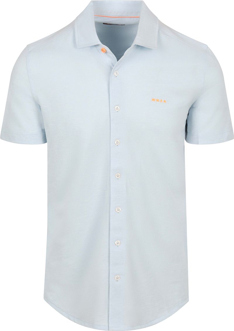 New zealand auckland NZA Overhemd Short Sleeve Piqu&eacute; Sky Blauw