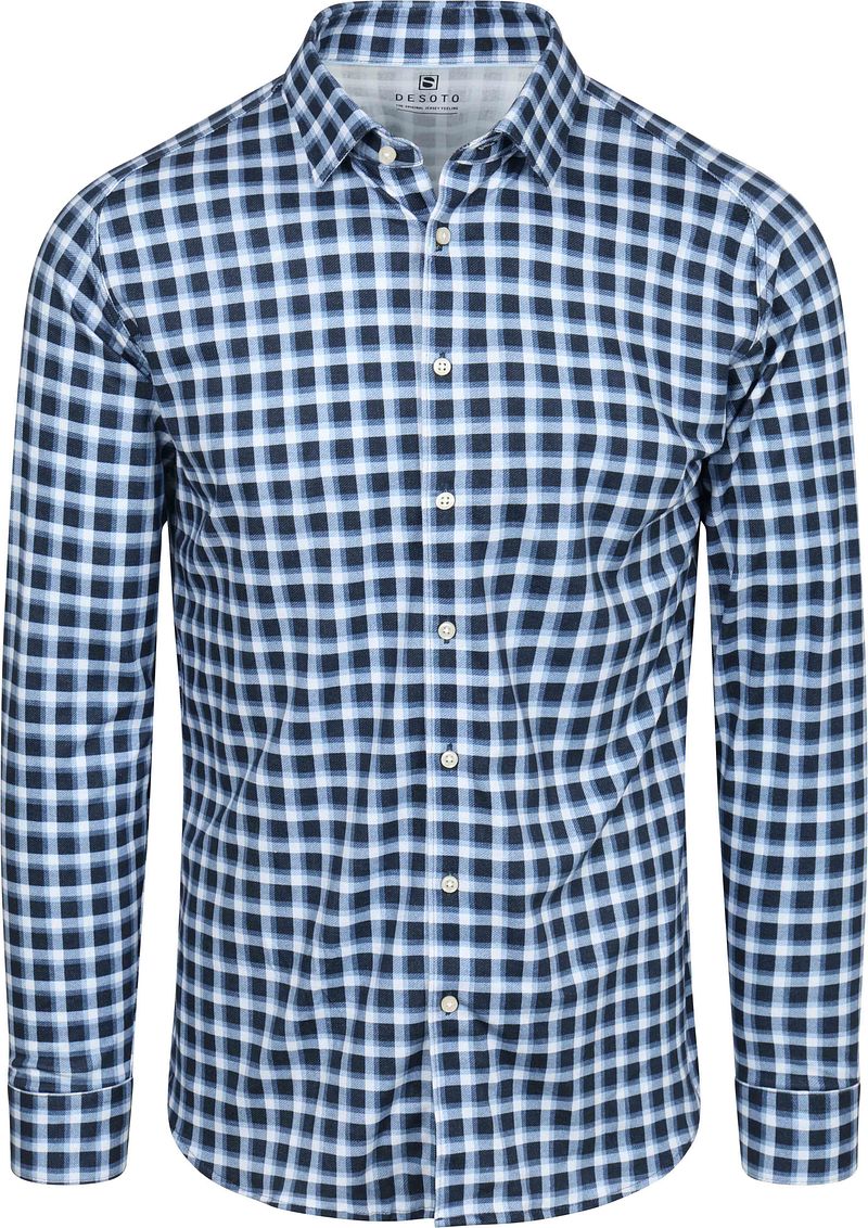 Desoto Overhemd Checks Blauw Navy