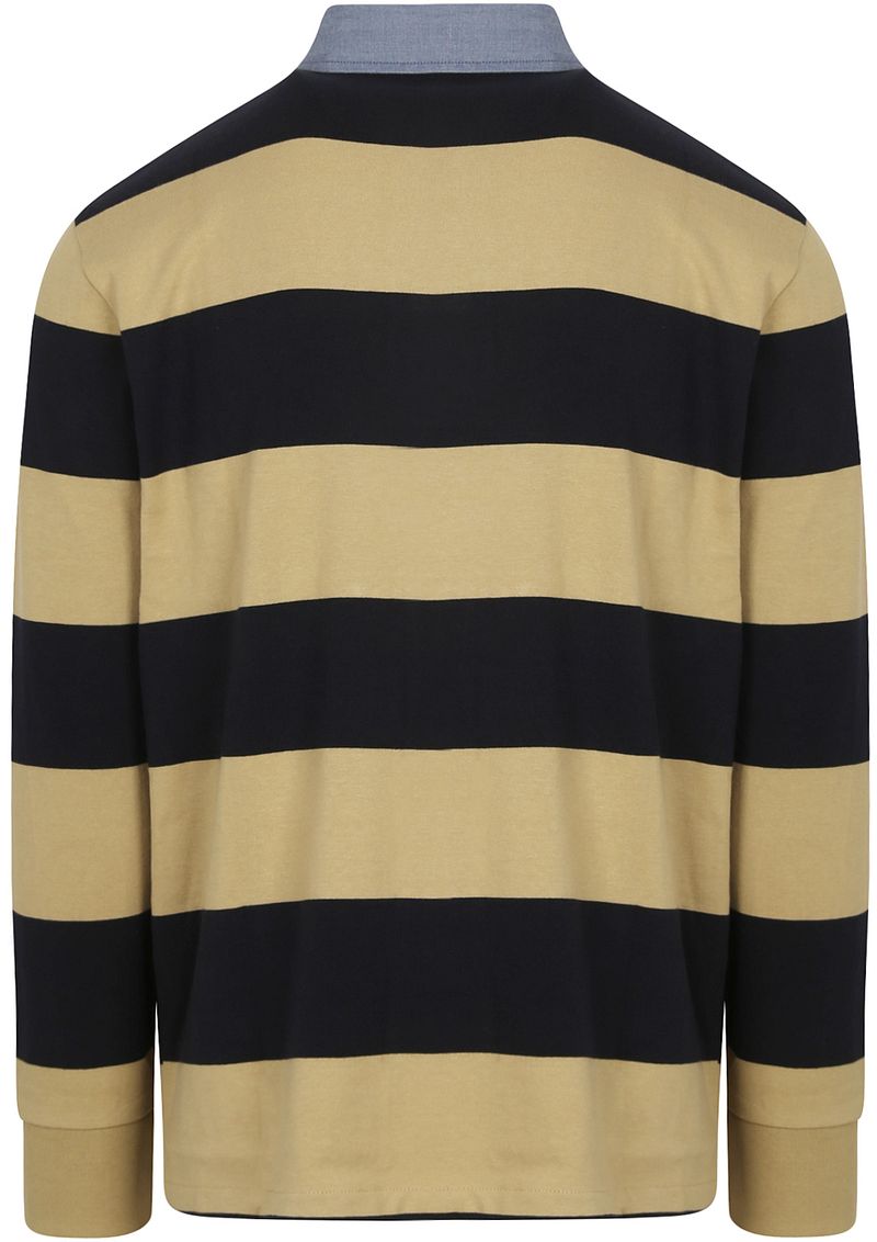 Gant Heavy Rugger Shield Langarm Poloshirt Streifen Navy Beige - Größe XXL günstig online kaufen