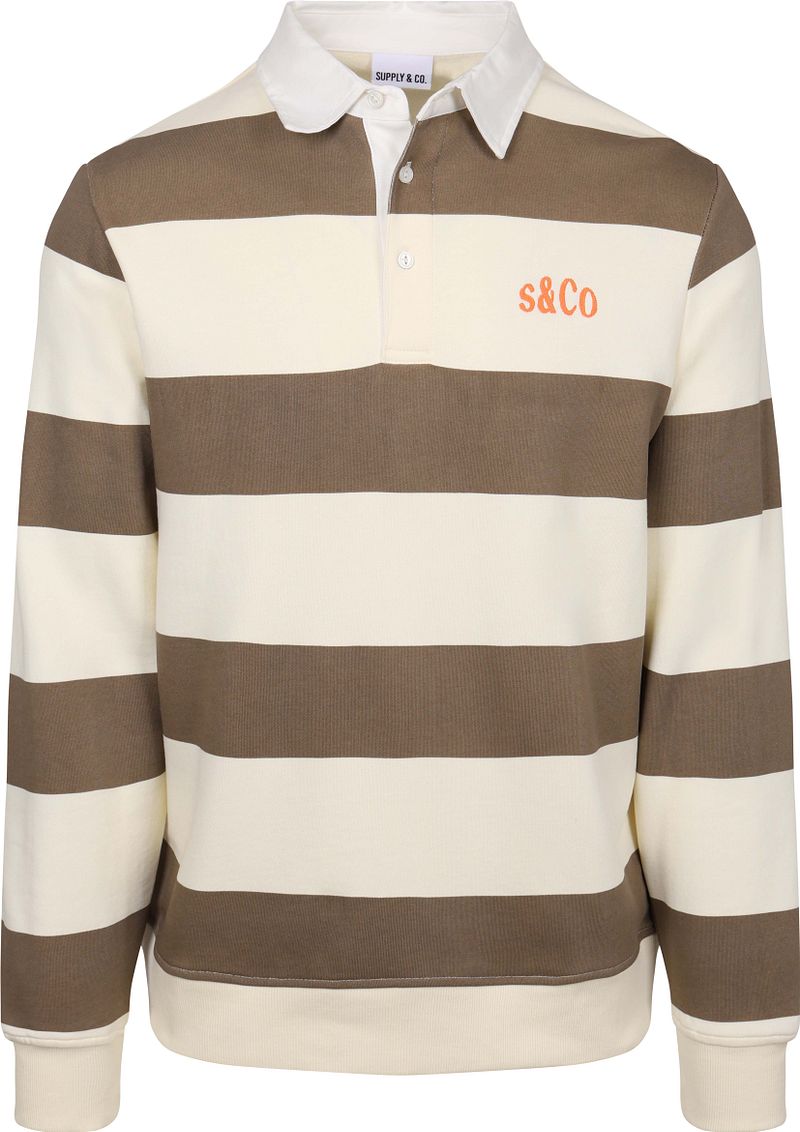 Supply & Co Polo Longsleeve Streep Bruin