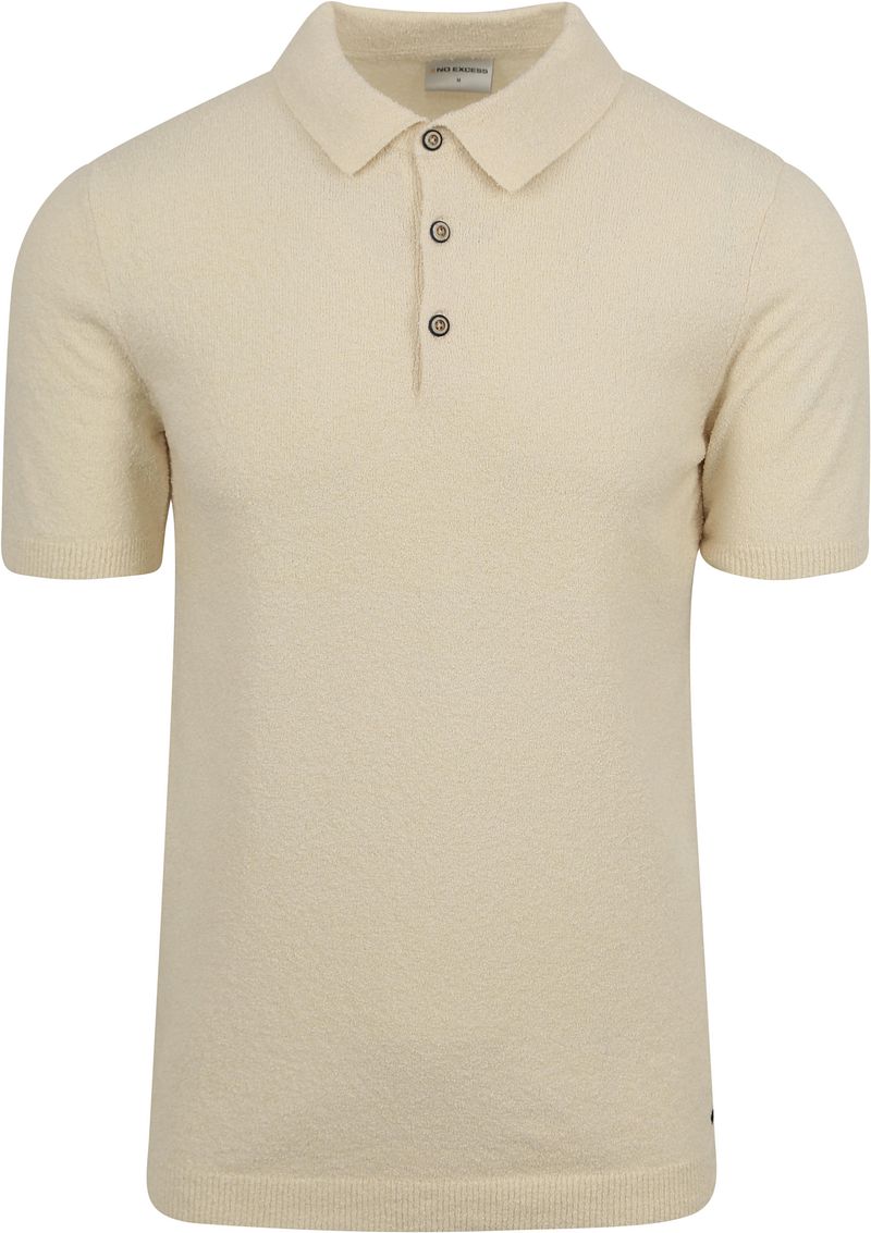 No Excess Strickpoloshirt Struktur Ecru - Größe XL