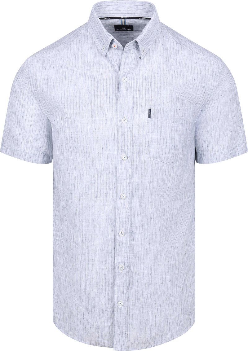 State of Art Short Sleeve Shirt Faux Stripe Blauw