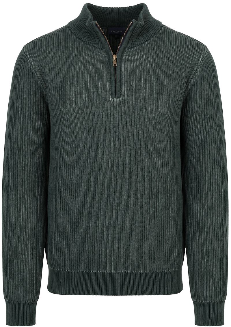 Suitable Bico Half Zip Trui Donkergroen