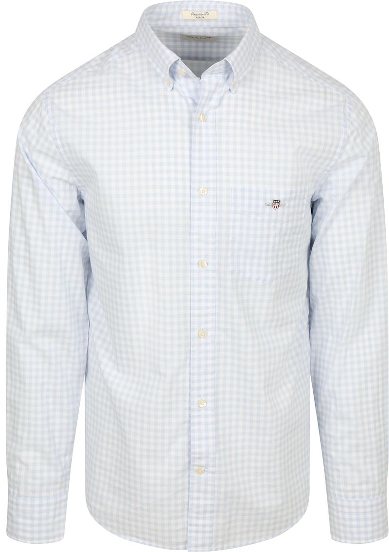 Gant Overhemd Gingham Poplin College Lichtblauw