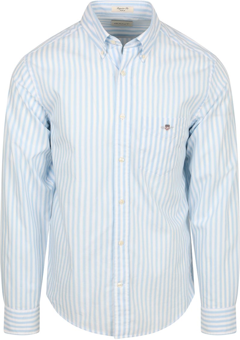 Gant Overhemd Stripe Poplin Classic Blauw