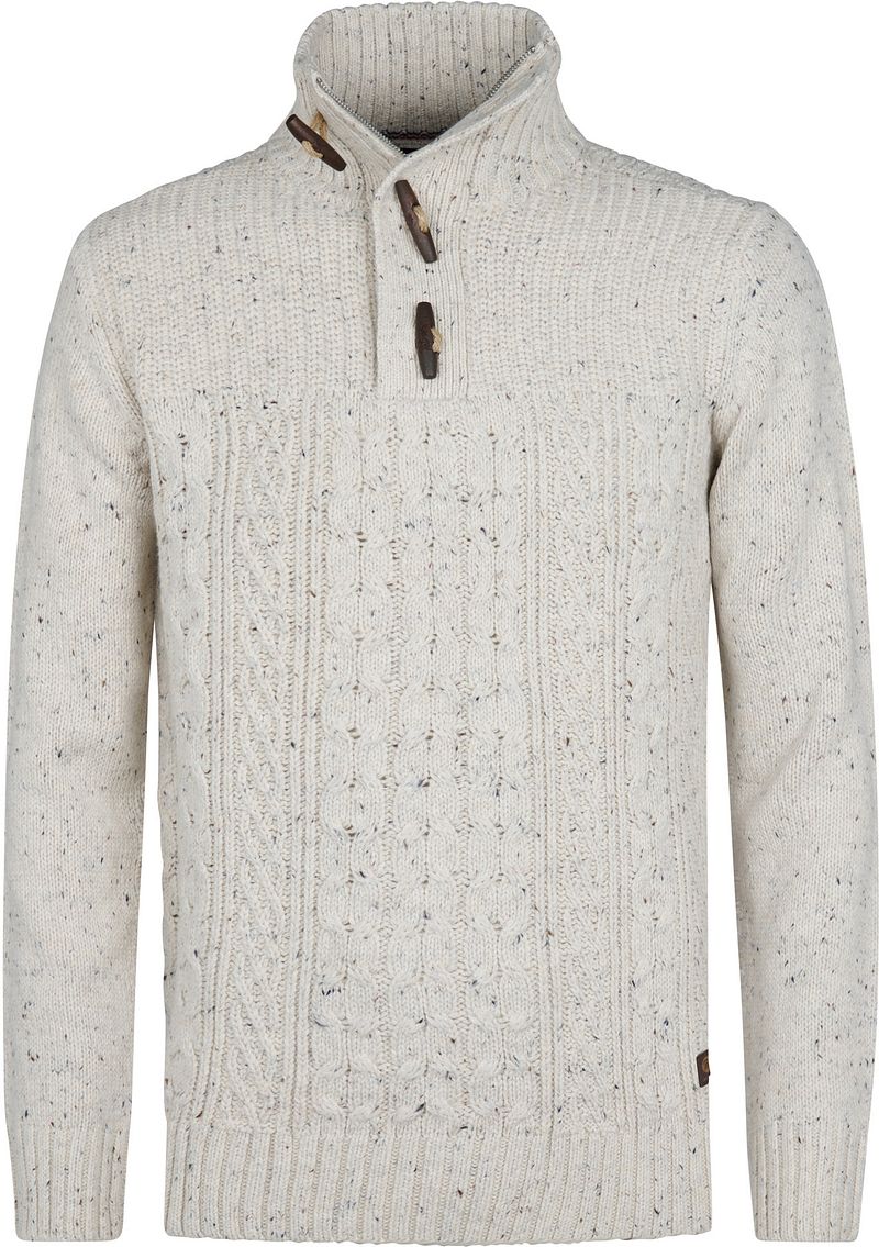 Petrol Kabelpullover Half Zip Hamilton Ecru - Größe L günstig online kaufen