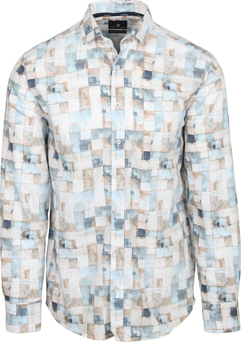 State of Art Overhemd Print Blauw