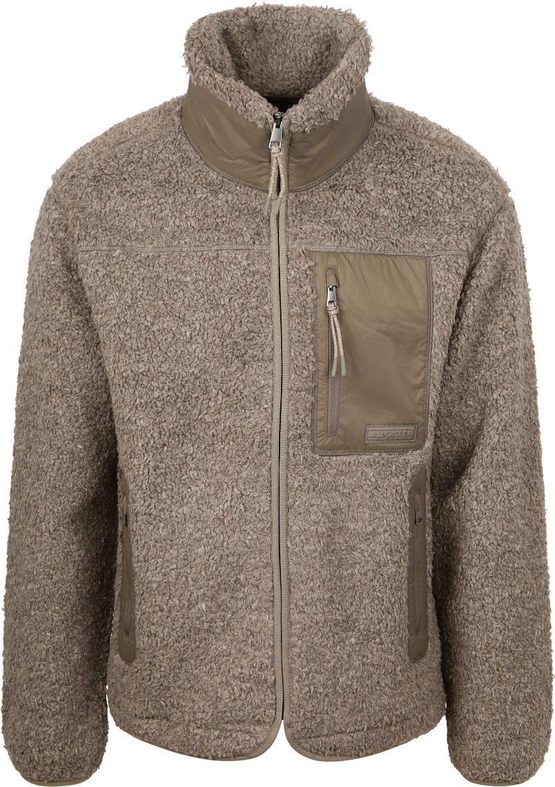Tommy Hilfiger Strickjacke Teddy Fleece Taupe - Größe M günstig online kaufen