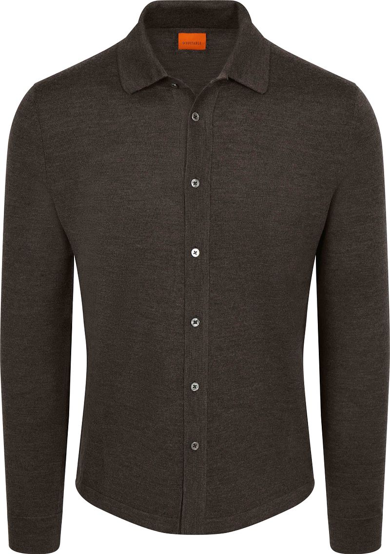 Suitable Cardigan Shirt Merino Bruin