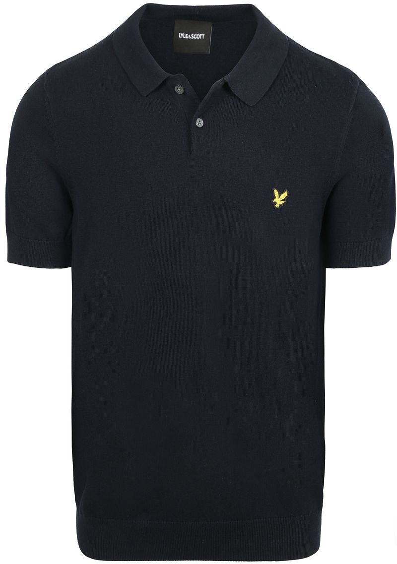 Lyle & Scott Strick-Poloshirt Navy - Größe L günstig online kaufen
