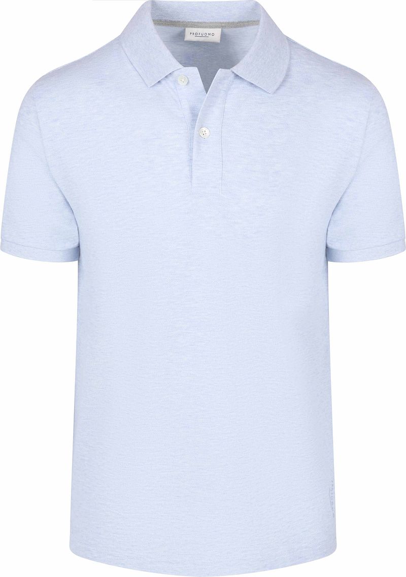 Profuomo Piqu&eacute; Poloshirt Melange Lichtblauw