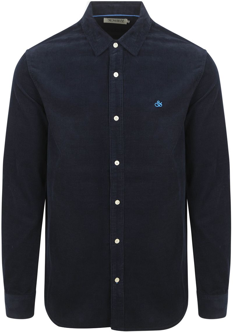 Scotch and Soda Solid Corduroy Overhemd Zwart