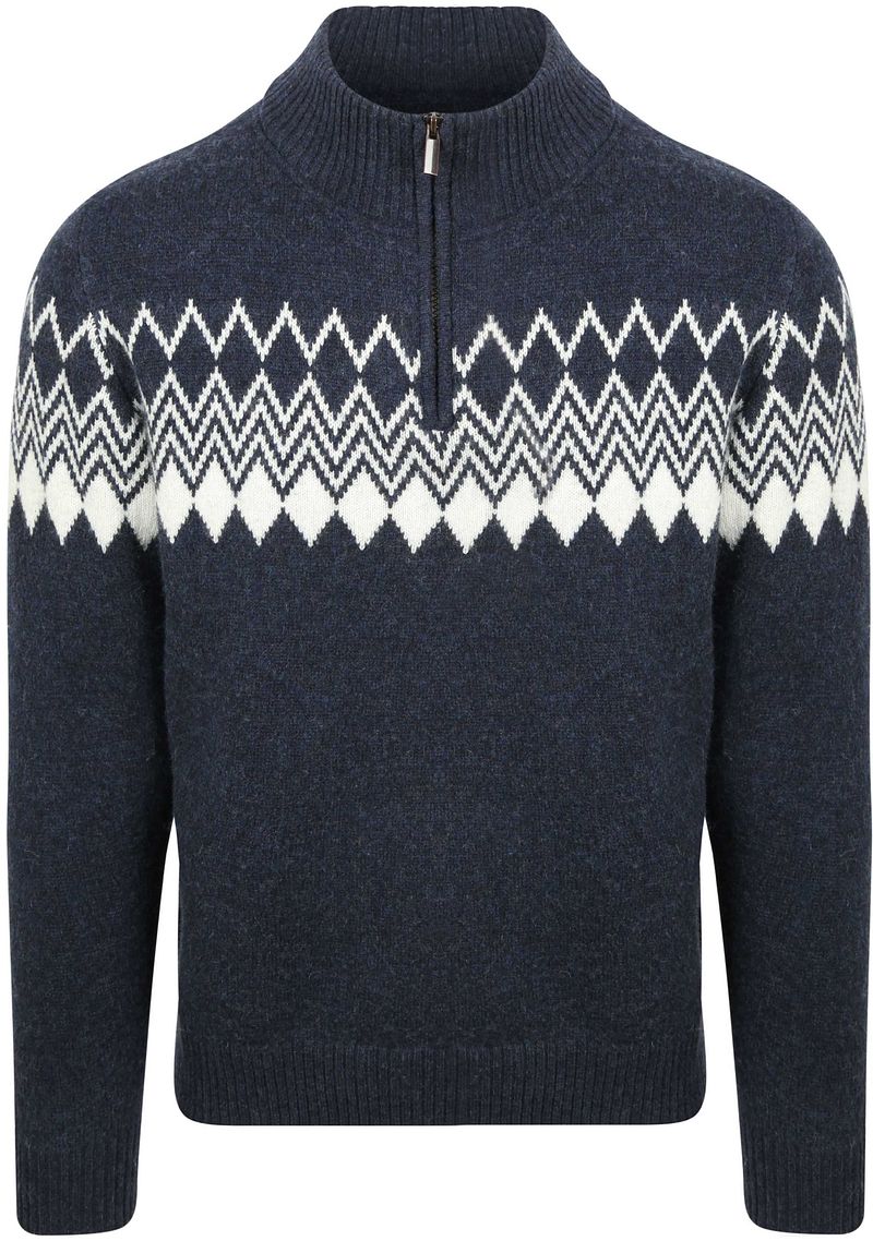 Suitable Avery Nordic Half Zip Pullover Wool Blend Navy - Größe M günstig online kaufen