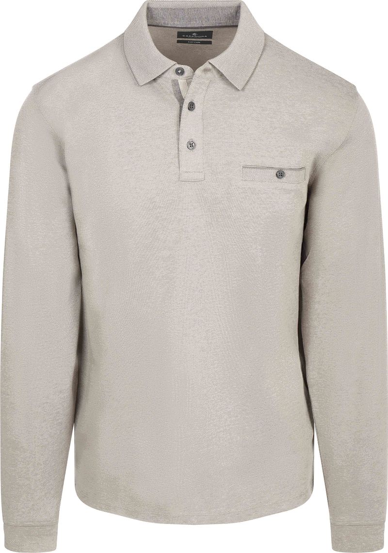 Casamoda Long Sleeve Polo Structure Grijs