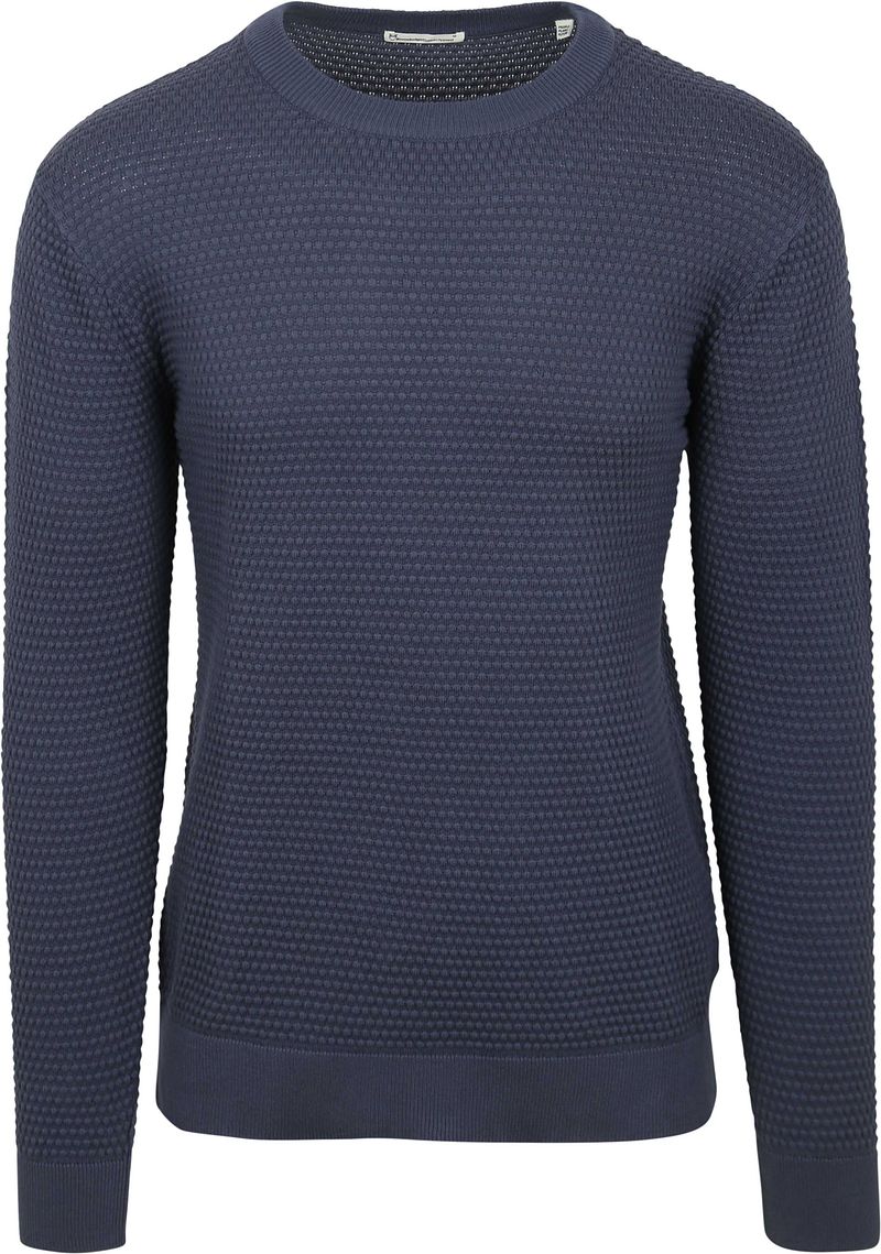 Knowledge Cotton Apparel Bubble Knit Pullover Indigo - Größe XL