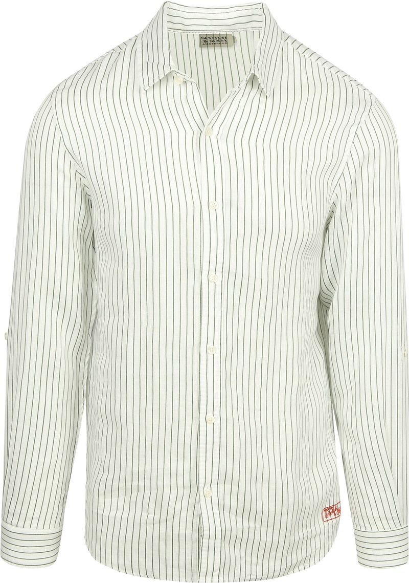Scotch and Soda Linnen Overhemd Streep Wit