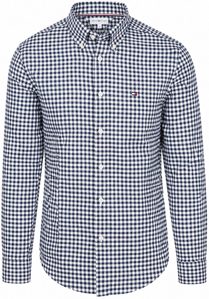 Tommy Hilfiger Flanel Overhemd Dobby Gingham Ruit Navy
