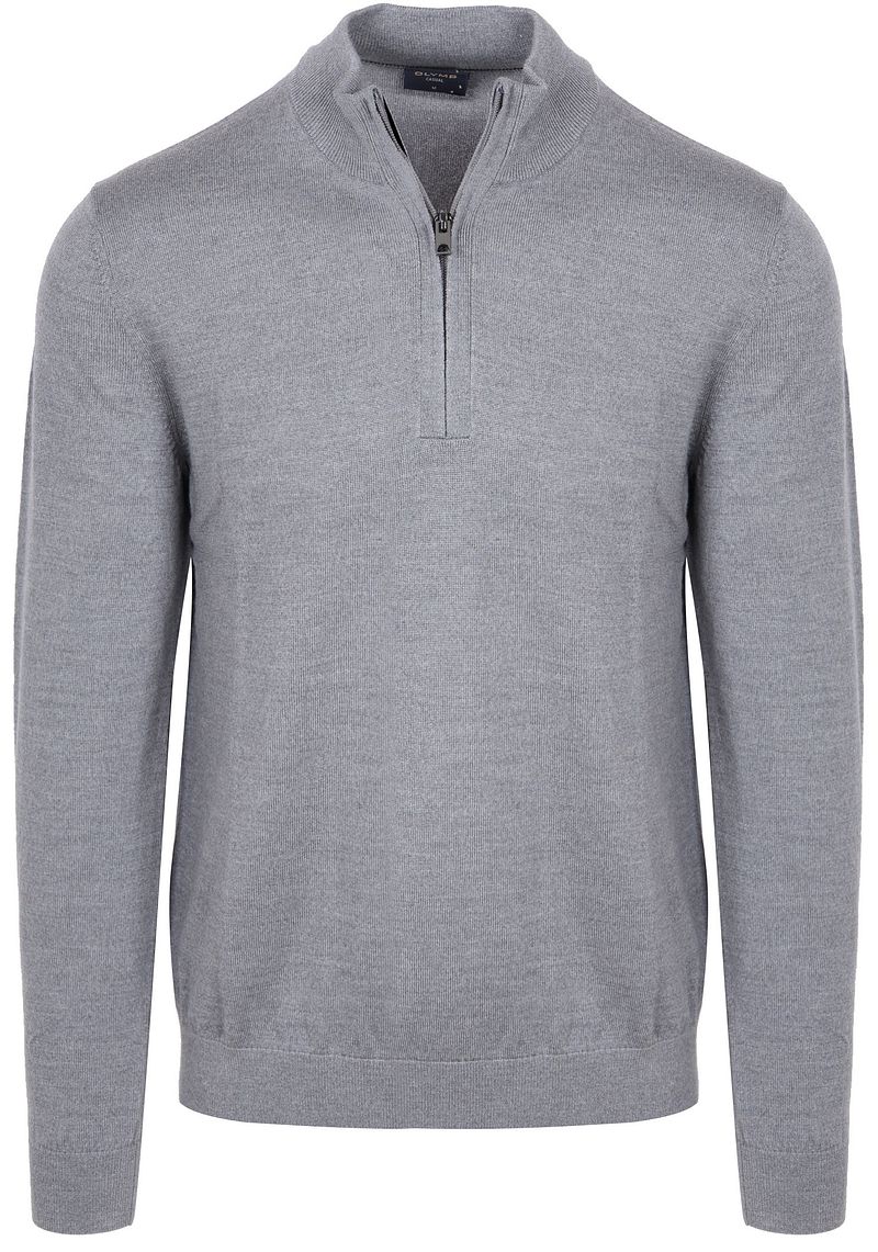 Olymp Half Zip Trui Wol Grijs