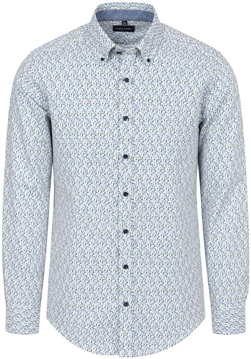 Casamoda Overhemd Print Blauw Groen