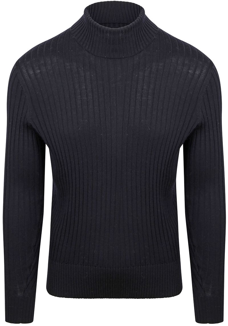 Suitable Rollkragenpullover Merinowolle Dunkelblau Rippstrick - Größe XL günstig online kaufen