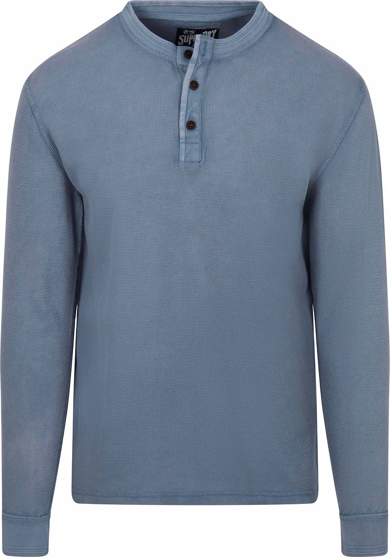 Superdry Pullover Henley Textured Blau - Größe M