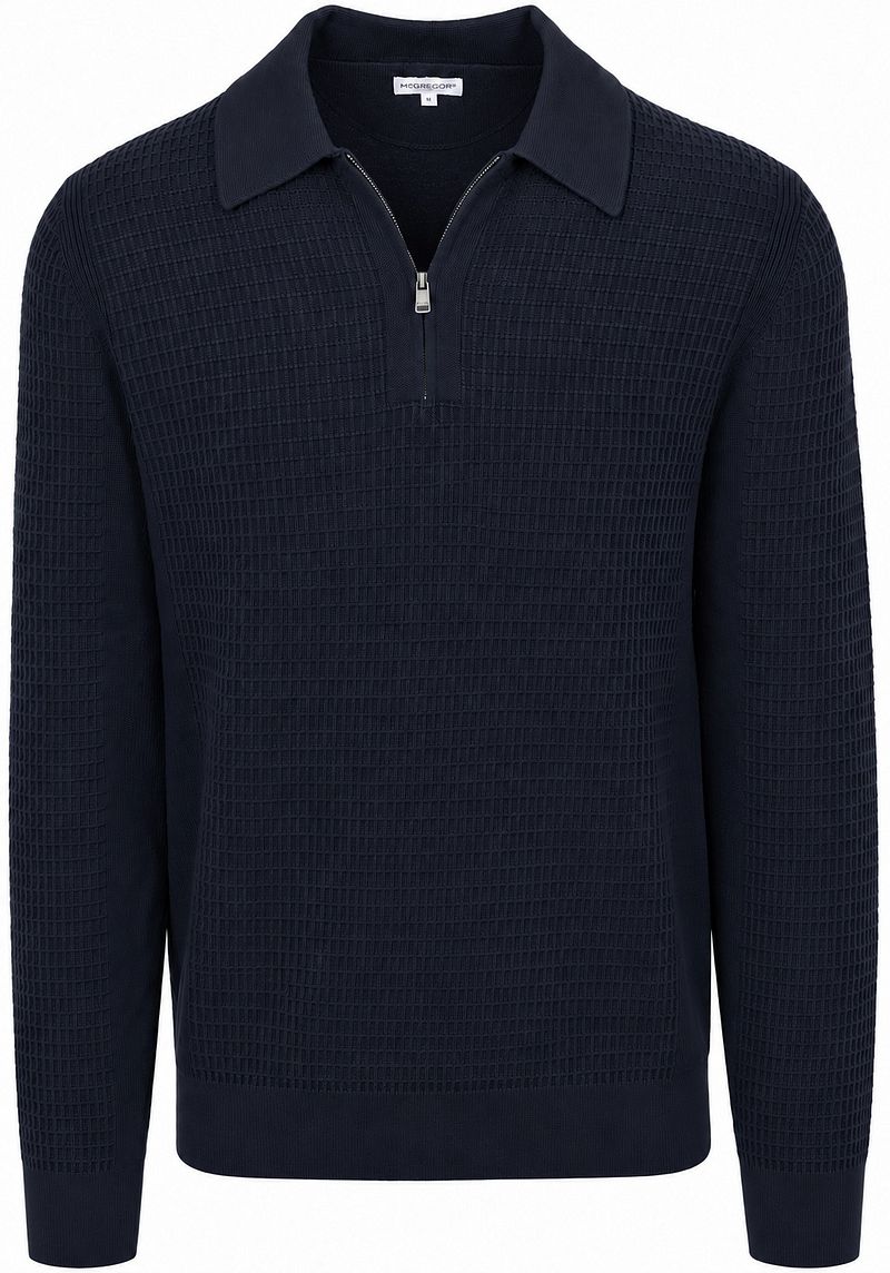 McGregor Half Zip Poloshirt Knitted Structure Navy