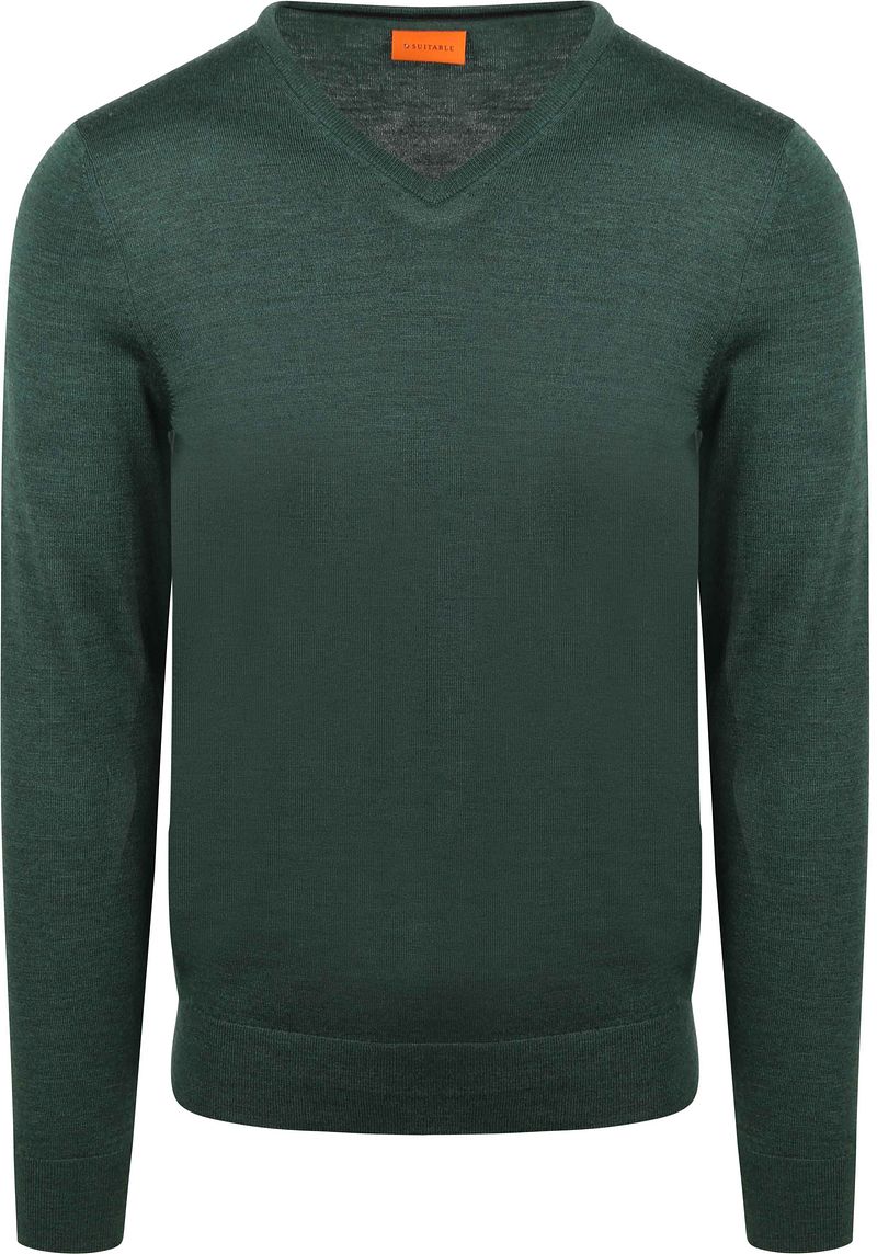 Suitable Merino Pullover V-Ausschnitt Racing Grün - Größe XL günstig online kaufen