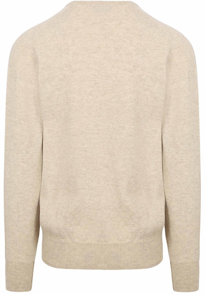 William Lockie V-Ausschnitt Pullover Lammwolle Linen Beige - Größe L günstig online kaufen