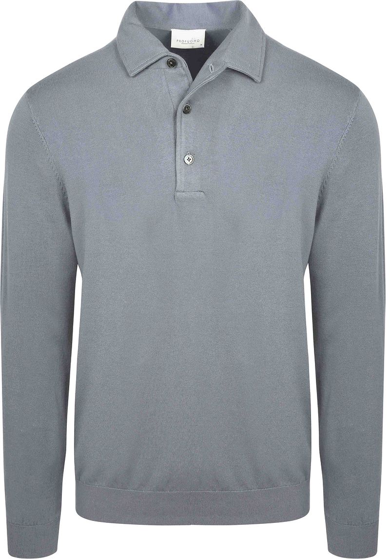 Profuomo Longsleeve Poloshirt Luxury Basic Blauw