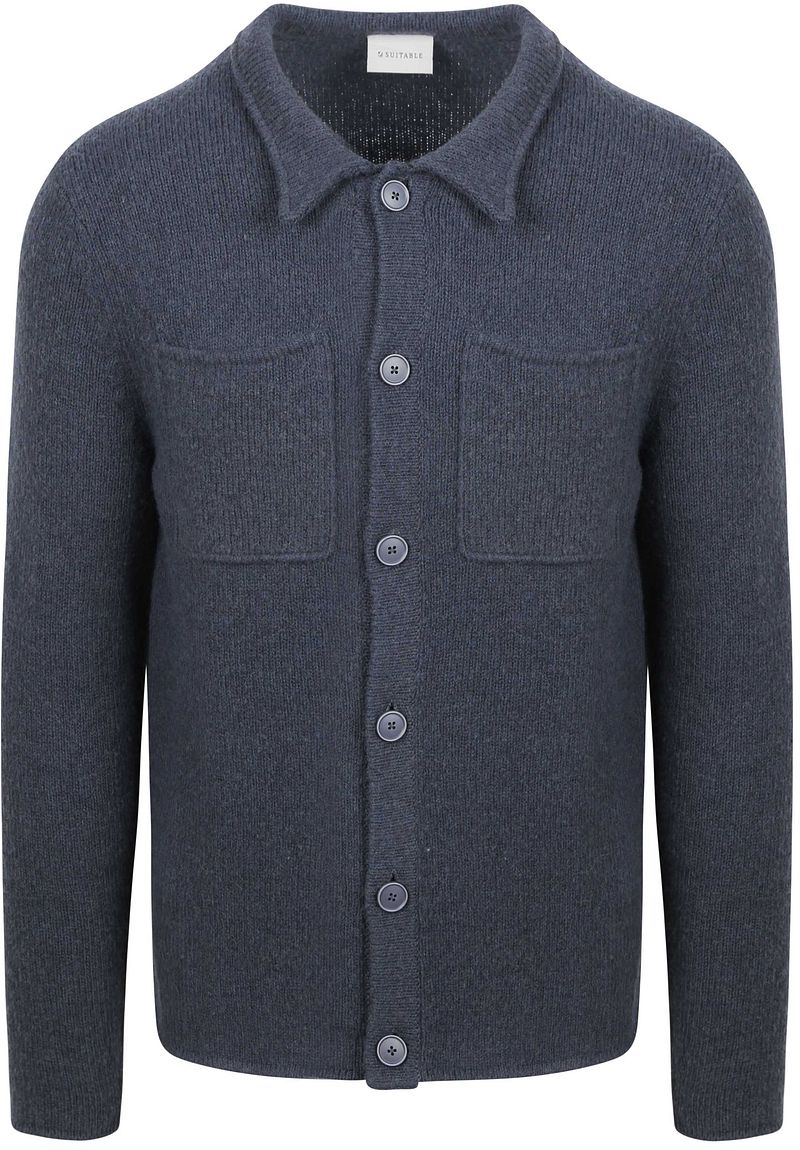 Suitable Strickjacke Boiled Wool Blau - Größe M günstig online kaufen