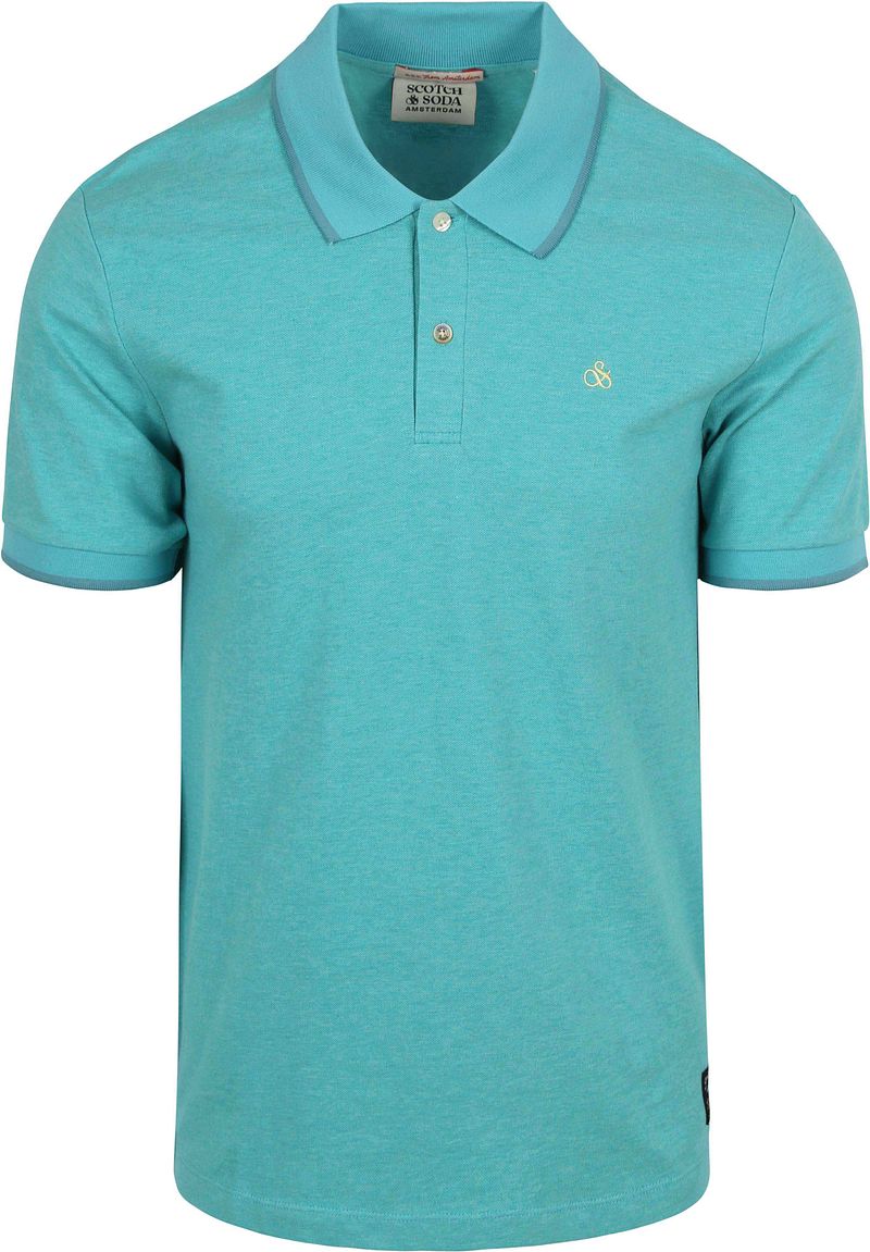 Scotch & Soda Melange Poloshirt Türkis - Größe L