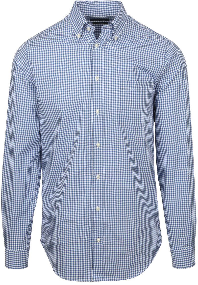 Steppin' Out Poplin Overhemd Ruit Lichtblauw