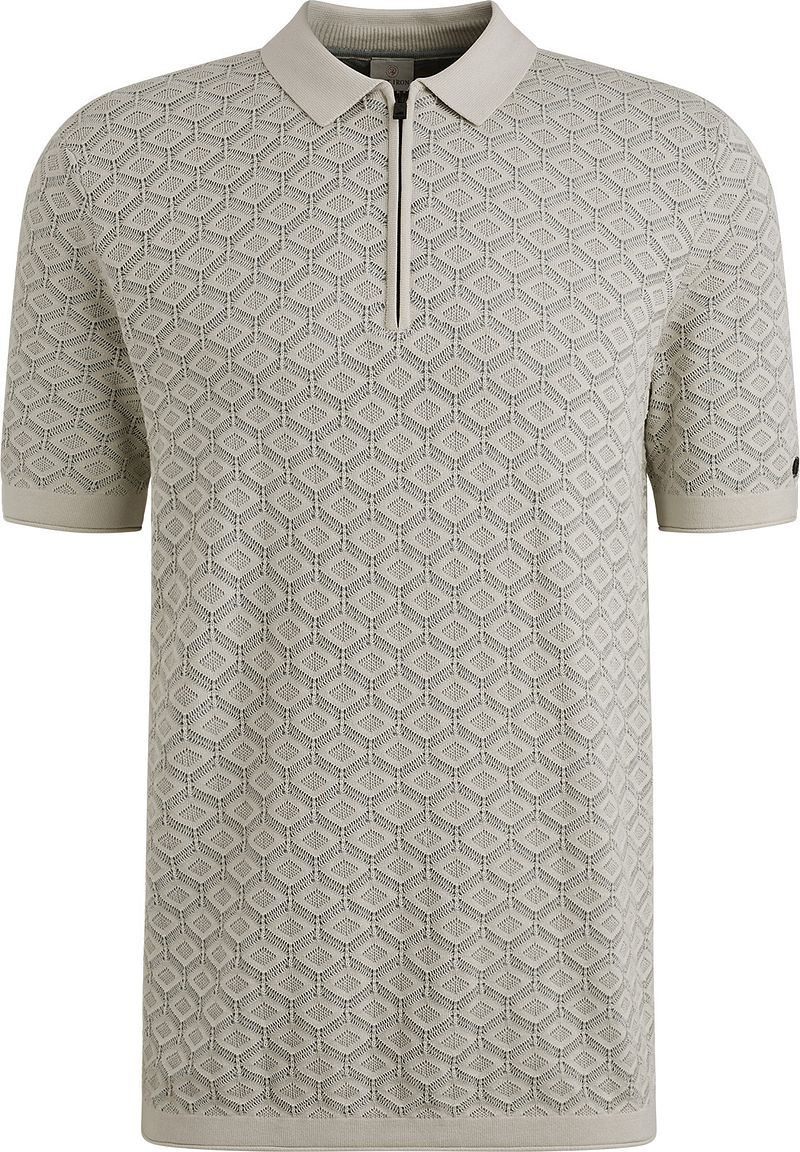 Cast Iron Half-Zip Polo Structure Ecru - Größe M günstig online kaufen