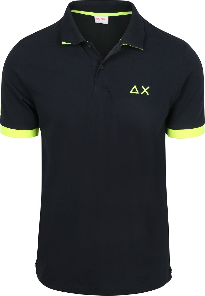 Sun68 Poloshirt Big Logo Fluo Navy  - Größe L günstig online kaufen