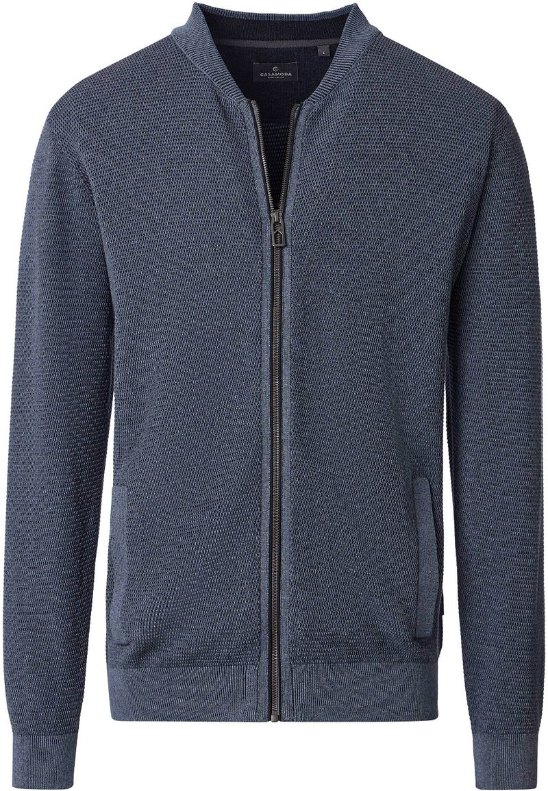 Casa Moda Strickjacke Zip Structure Dunkelblau - Größe 5XL günstig online kaufen