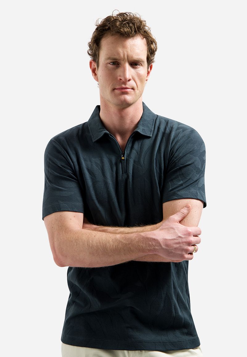No Excess Half Zip Poloshirt Jacquard Dark Steel - Größe L günstig online kaufen