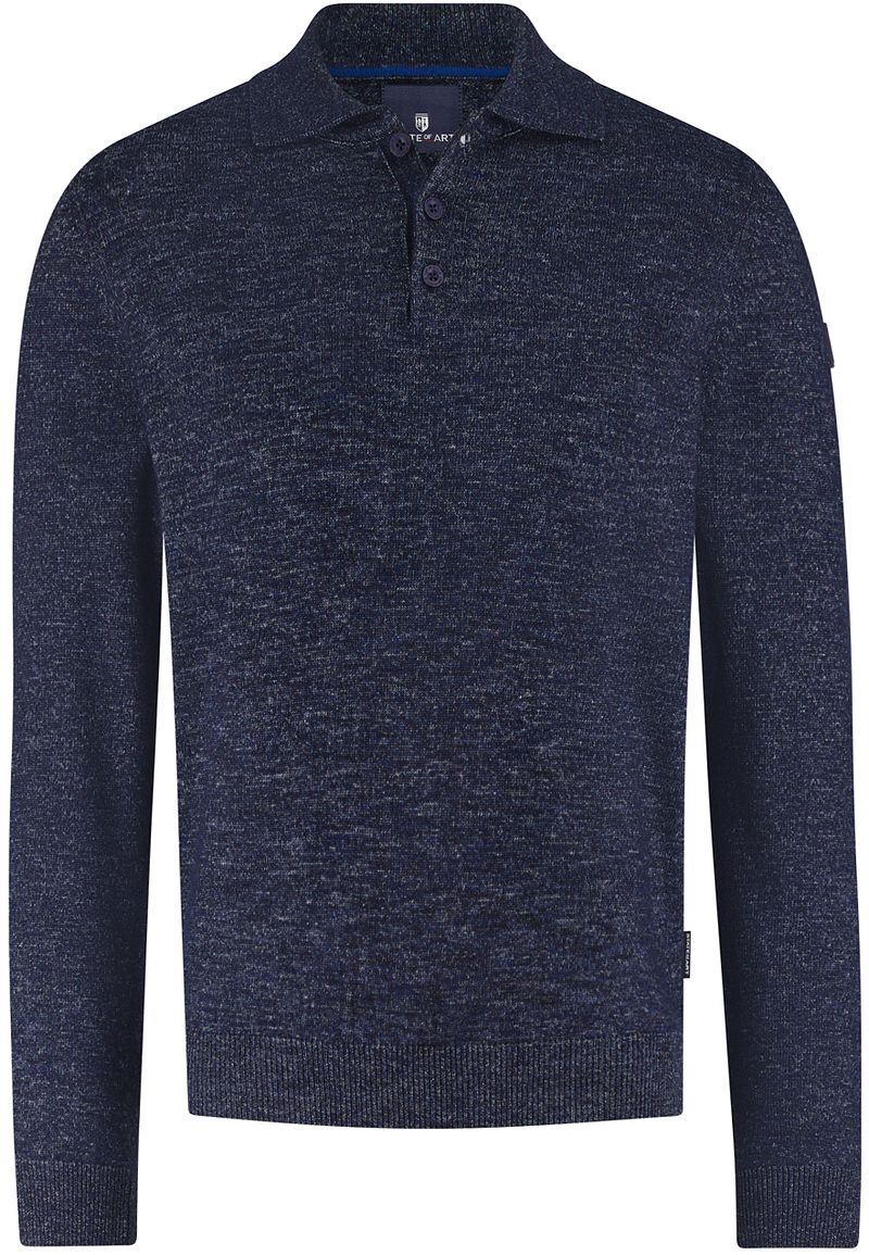 State Of Art Pullover mit Polokragen Melange Navy - Größe XXL günstig online kaufen