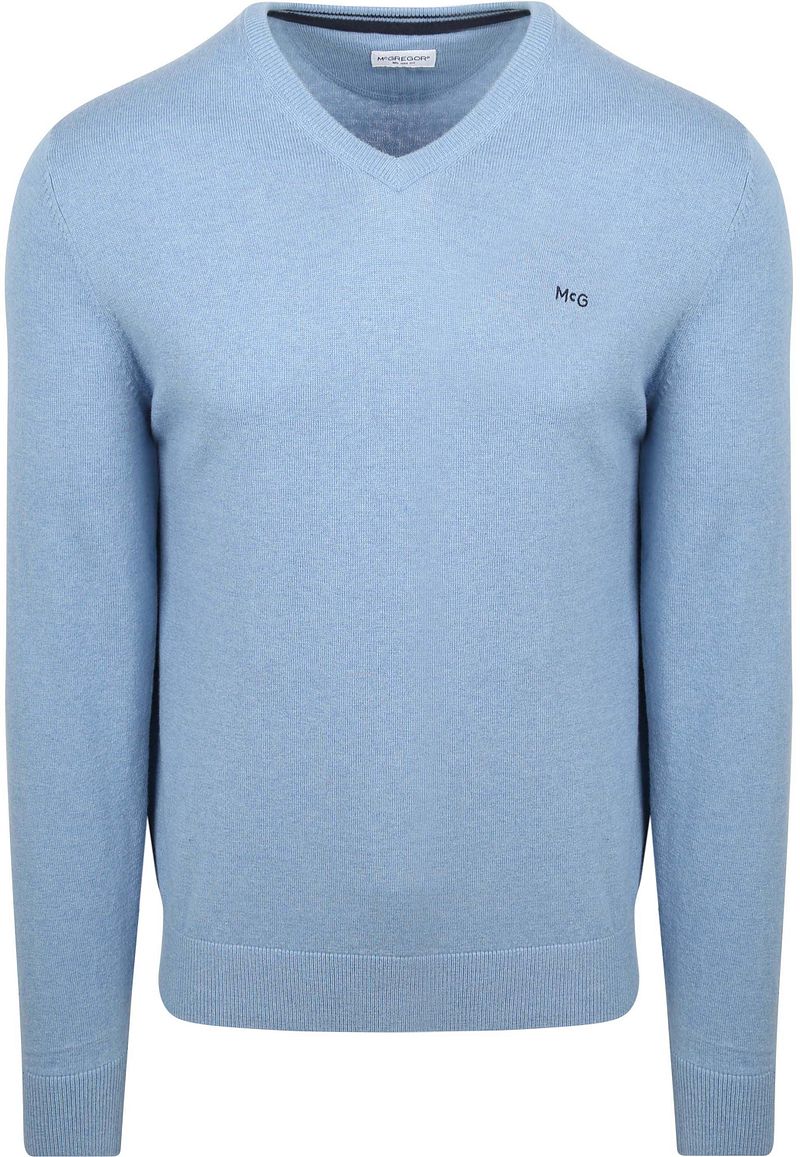 McGregor Pullover Merinowolle V-Ausschnitt Ice Blau - Größe L günstig online kaufen
