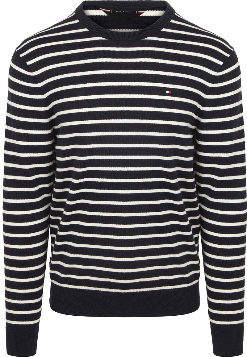 Tommy Hilfiger Pullover Streifen Navy - Größe L günstig online kaufen